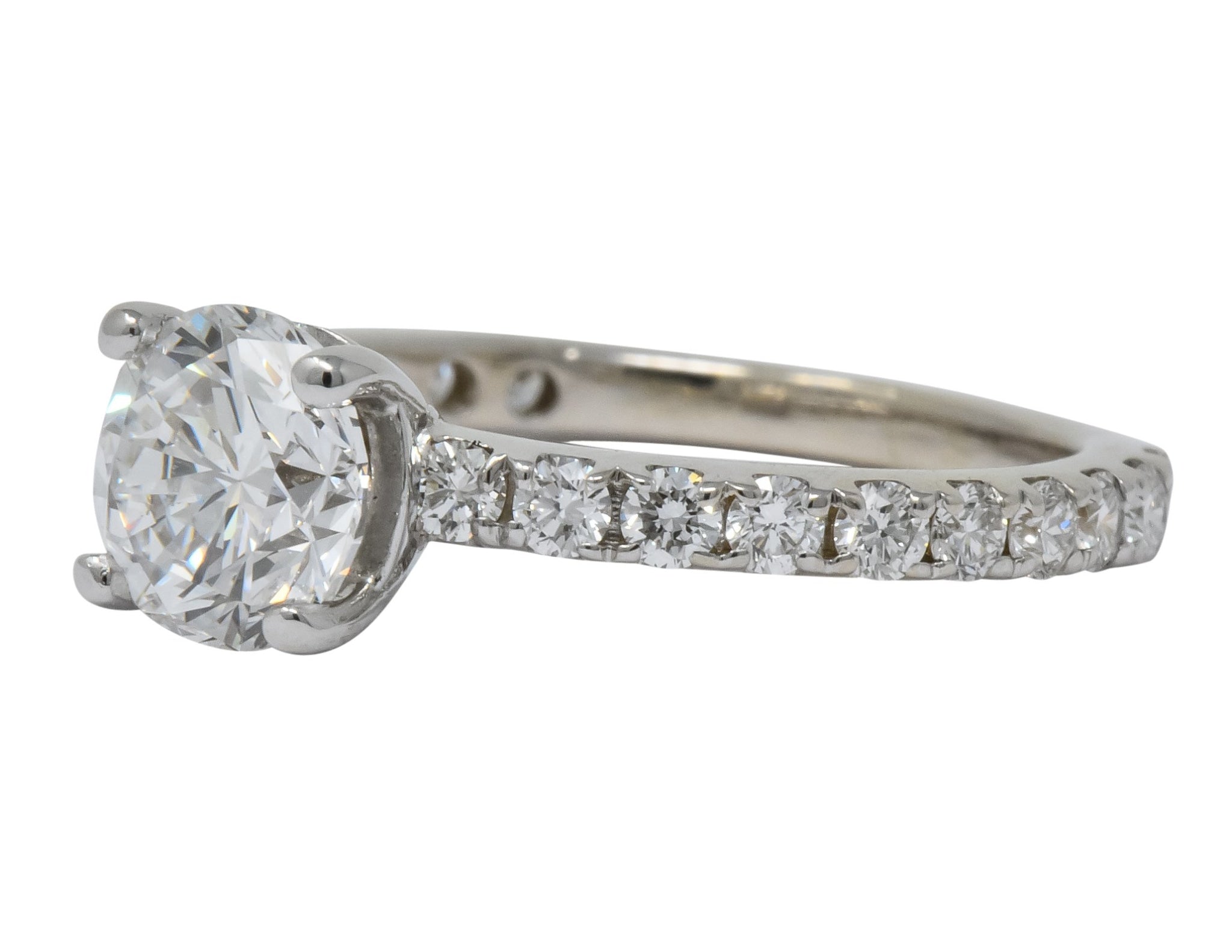 Contemporary 1.44 CTW Diamond 14 Karat White Gold Engagement Ring GIA - Wilson's Estate Jewelry