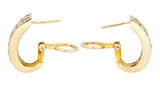 Contemporary 1.80 CTW Diamond 14 Karat Gold J Hoop Earrings - Wilson's Estate Jewelry
