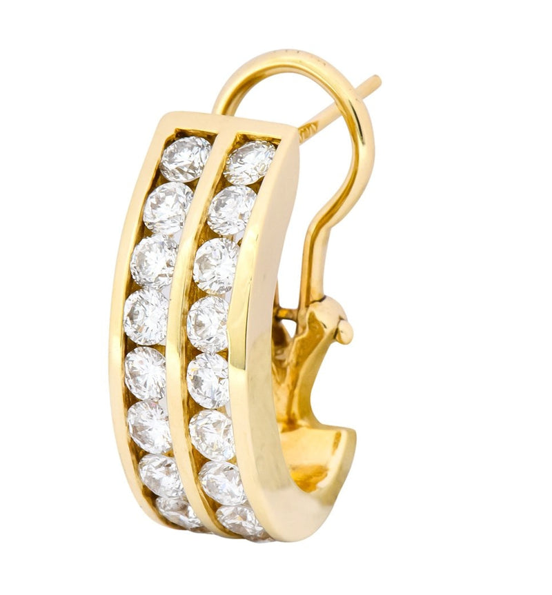Contemporary 1.80 CTW Diamond 14 Karat Gold J Hoop Earrings - Wilson's Estate Jewelry