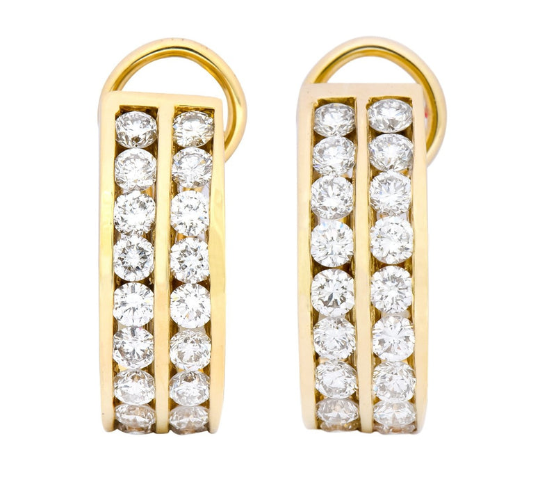 Contemporary 1.80 CTW Diamond 14 Karat Gold J Hoop Earrings - Wilson's Estate Jewelry