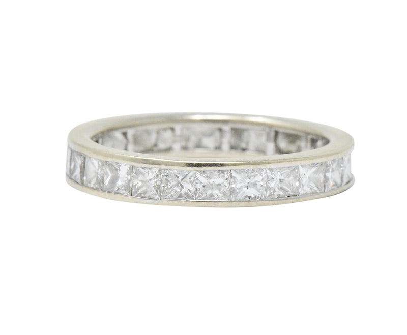 Vintage 1.80 CTW Princess Cut Diamond 14 Karat White Gold Channel Eternity Band Wilson's Estate Jewelry