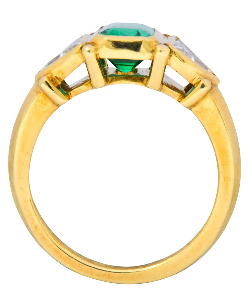 Contemporary 1.90 CTW Emerald Diamond 18 Karat Gold Ring Wilson's Estate Jewelry