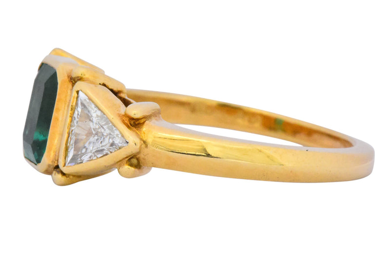 Contemporary 1.90 CTW Emerald Diamond 18 Karat Gold Ring Wilson's Estate Jewelry