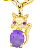 Contemporary 10.70 CTW Amethyst Two-Tone Gold Animal Charm Bracelet Wilson's Estate Jewelry