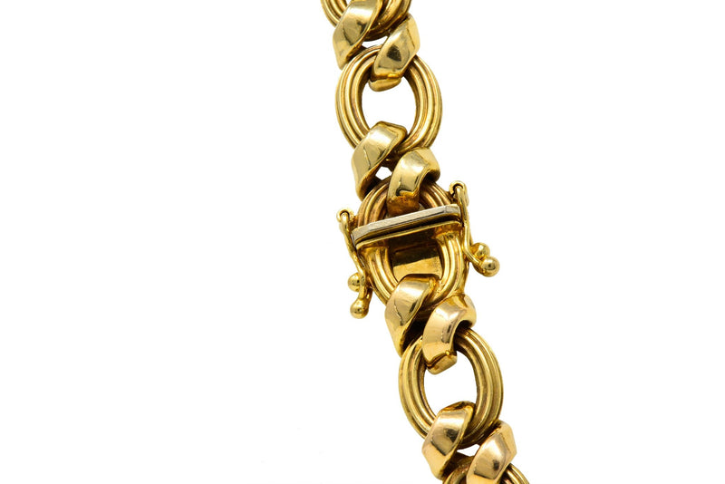 Contemporary 14 Karat Yellow Gold Twisted Link Long Chain Necklace - Wilson's Estate Jewelry
