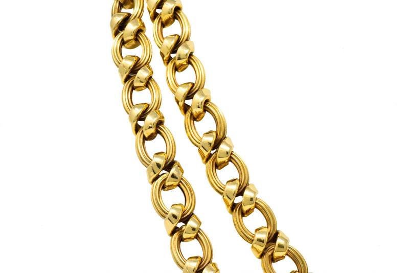 Contemporary 14 Karat Yellow Gold Twisted Link Long Chain Necklace - Wilson's Estate Jewelry