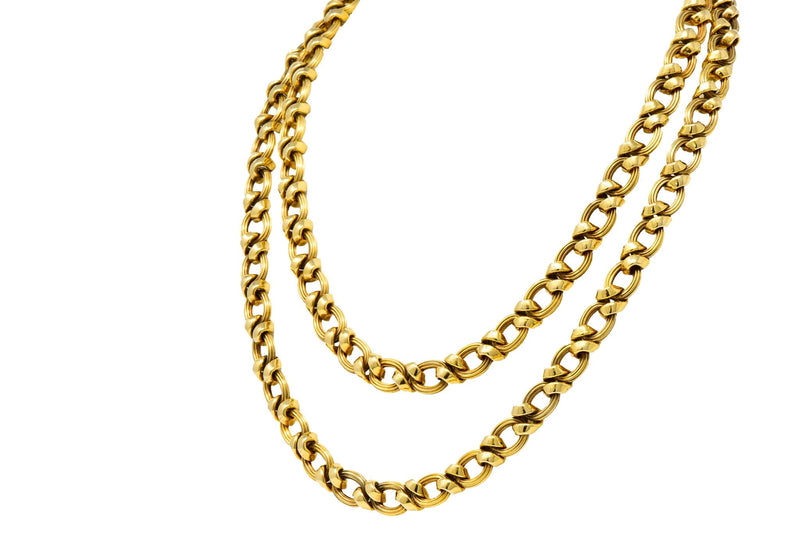 Contemporary 14 Karat Yellow Gold Twisted Link Long Chain Necklace - Wilson's Estate Jewelry