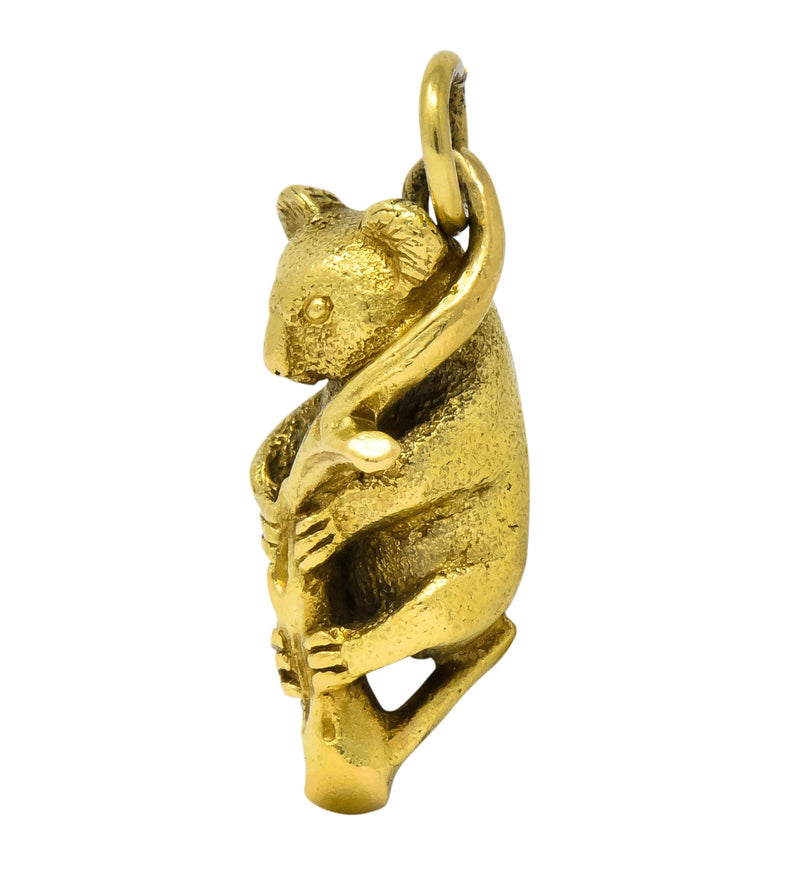 Contemporary 18 Karat Green Gold Realistic Koala Pendant Charm - Wilson's Estate Jewelry