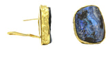 Contemporary 1980’s Bolder Opal 18 Karat Gold Earrings Wilson's Estate Jewelry
