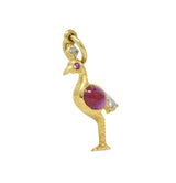 Contemporary 1980's Ruby Diamond 18 Karat Flamingo Gold Charm Wilson's Estate Jewelry