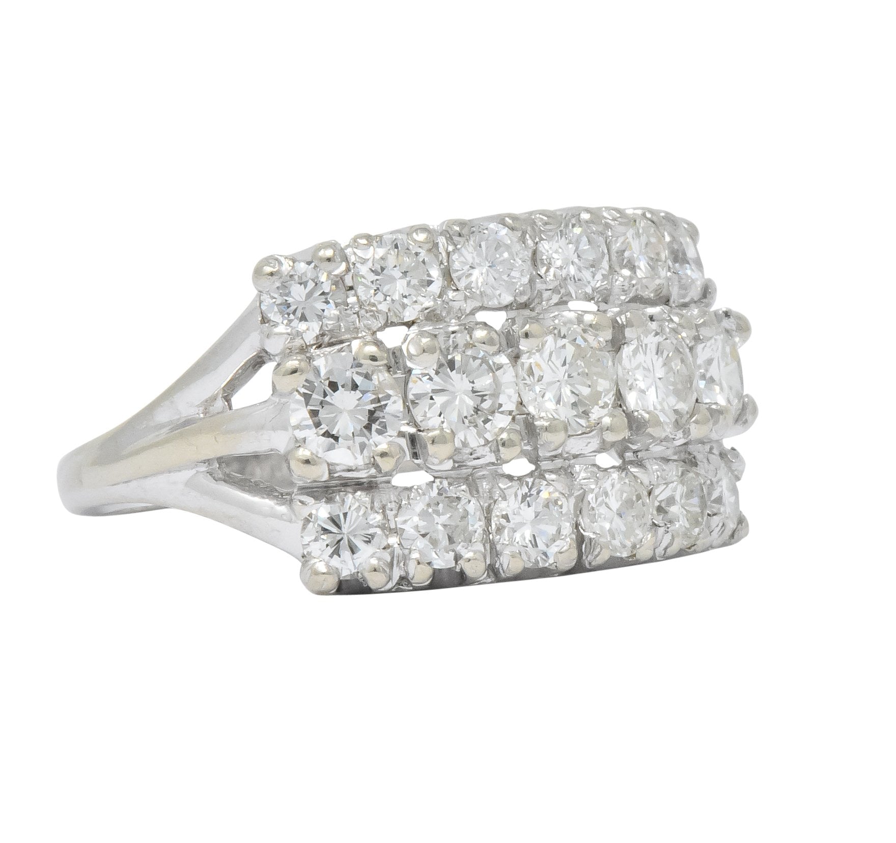 Contemporary 2.00 CTW Round Brilliant Diamond 14 Karat White Gold Cluster Ring - Wilson's Estate Jewelry
