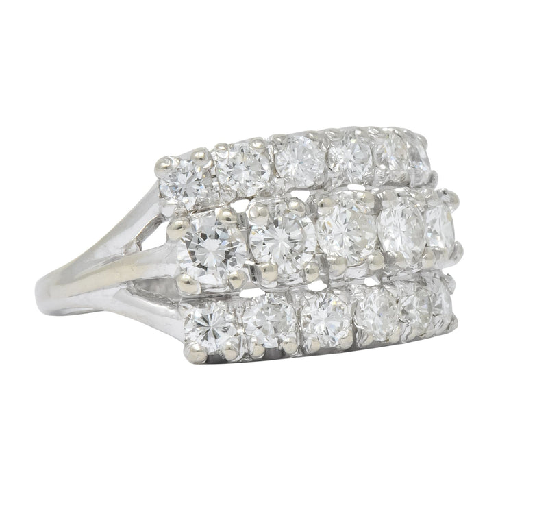 Contemporary 2.00 CTW Round Brilliant Diamond 14 Karat White Gold Cluster Ring - Wilson's Estate Jewelry