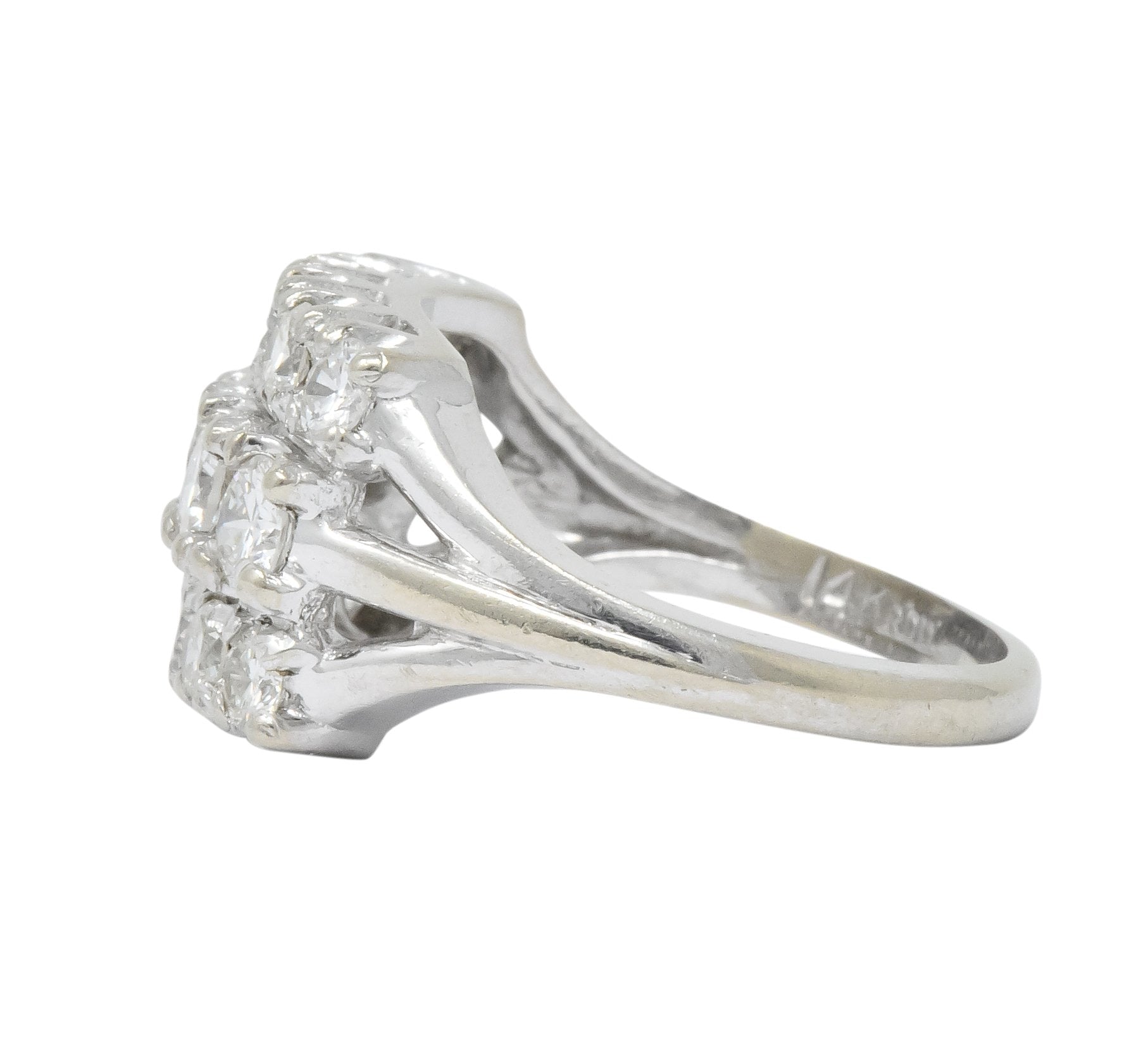 Contemporary 2.00 CTW Round Brilliant Diamond 14 Karat White Gold Cluster Ring - Wilson's Estate Jewelry