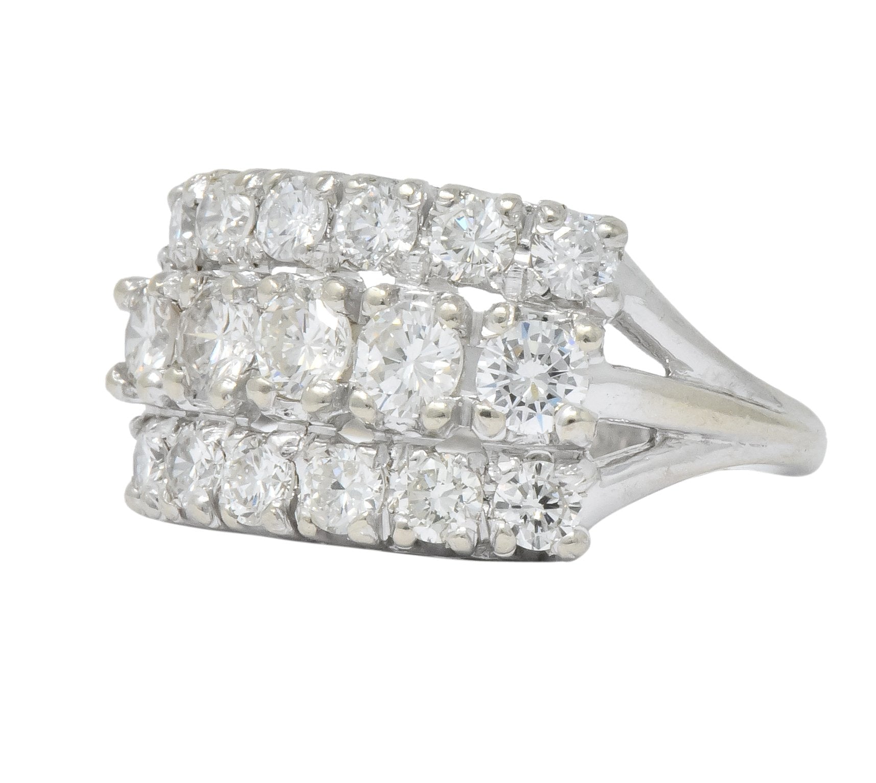 Contemporary 2.00 CTW Round Brilliant Diamond 14 Karat White Gold Cluster Ring - Wilson's Estate Jewelry