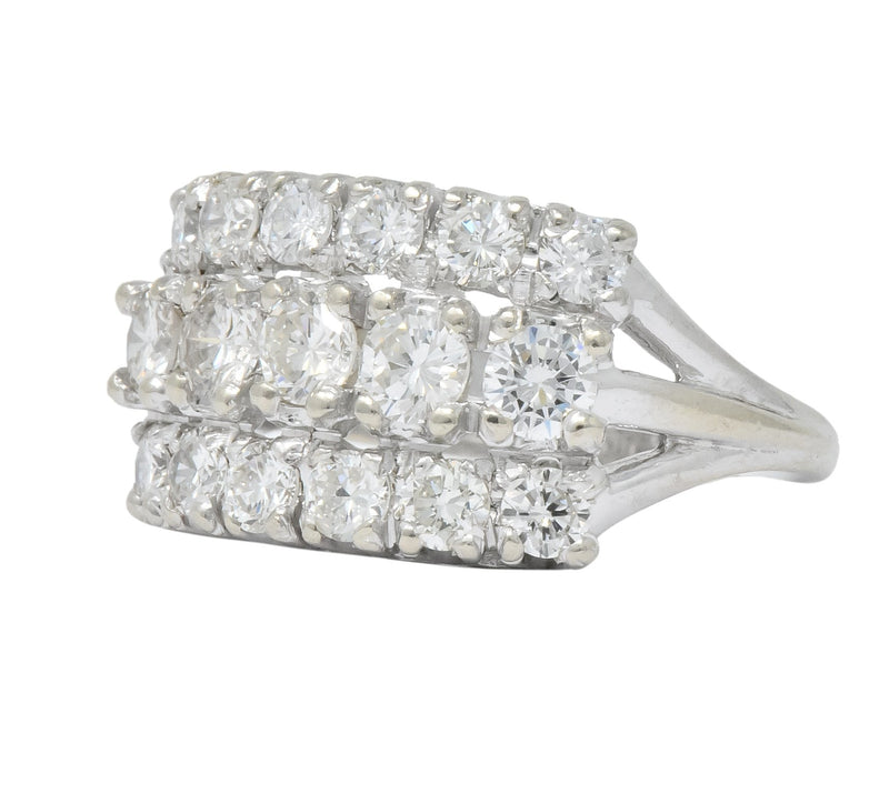 Contemporary 2.00 CTW Round Brilliant Diamond 14 Karat White Gold Cluster Ring - Wilson's Estate Jewelry