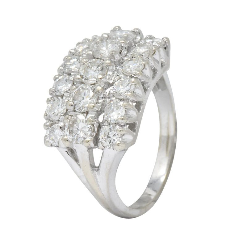 Contemporary 2.00 CTW Round Brilliant Diamond 14 Karat White Gold Cluster Ring - Wilson's Estate Jewelry