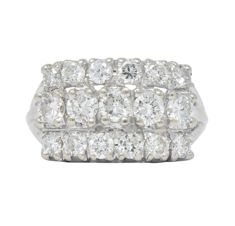 Contemporary 2.00 CTW Round Brilliant Diamond 14 Karat White Gold Cluster Ring - Wilson's Estate Jewelry