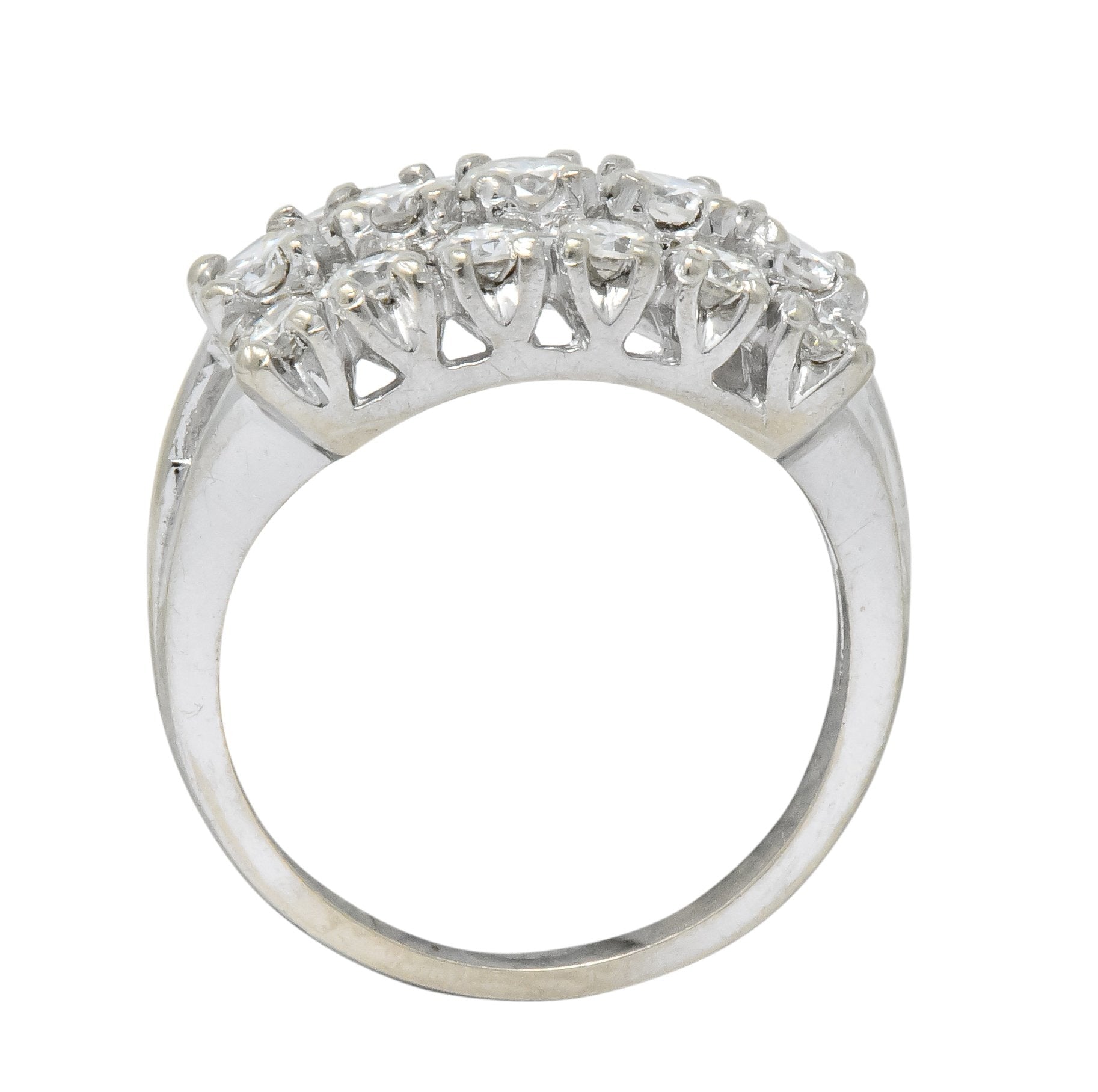 Contemporary 2.00 CTW Round Brilliant Diamond 14 Karat White Gold Cluster Ring - Wilson's Estate Jewelry
