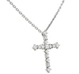 Contemporary 2.69 CTW Diamond 18 Karat White Gold Cross Pendant Necklace Wilson's Estate Jewelry