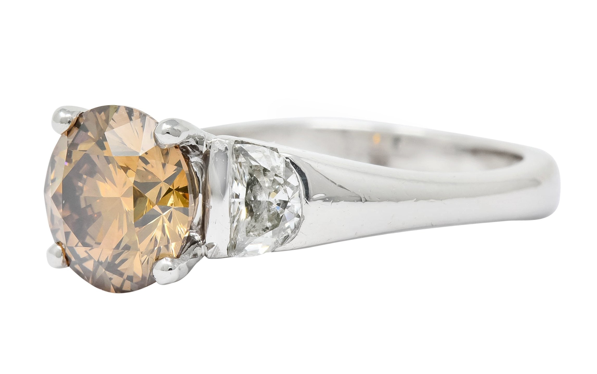 Contemporary 2.75 CTW Fancy Colored Diamond Platinum Engagement Ring GIA - Wilson's Estate Jewelry