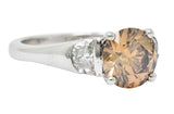 Contemporary 2.75 CTW Fancy Colored Diamond Platinum Engagement Ring GIA - Wilson's Estate Jewelry