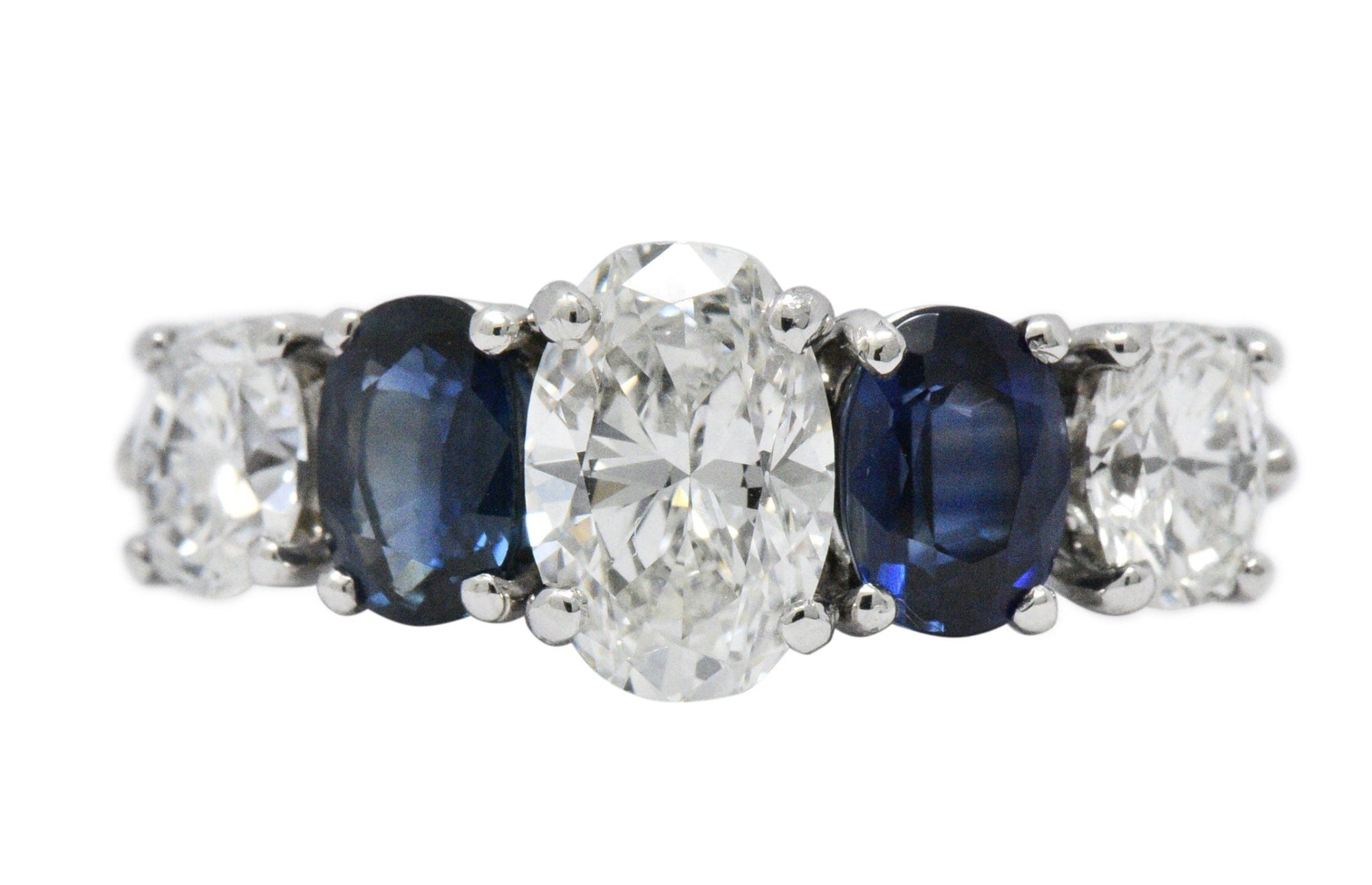 Contemporary 2.90 CTW Diamond Sapphire And Platinum Ring GIA Wilson's Estate Jewelry