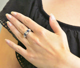 Contemporary 2.90 CTW Diamond Sapphire And Platinum Ring GIA Wilson's Estate Jewelry