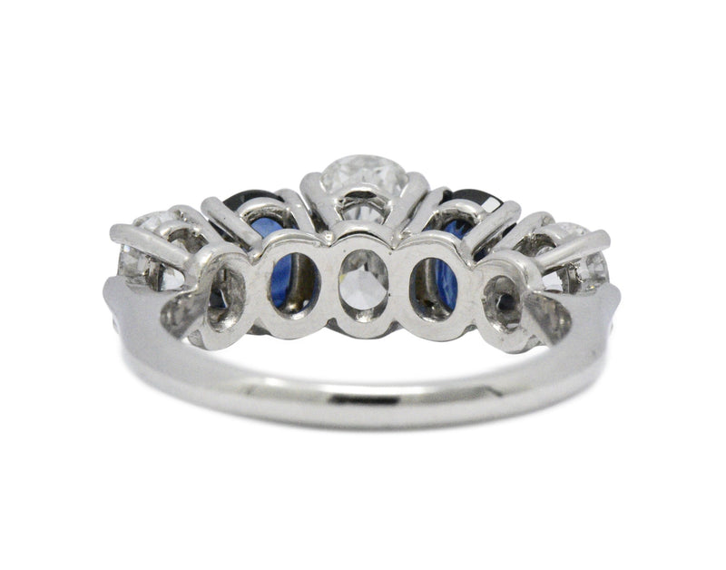 Contemporary 2.90 CTW Diamond Sapphire And Platinum Ring GIA Wilson's Estate Jewelry