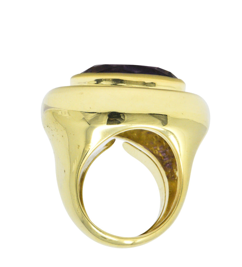 Contemporary 20.00 CTW Amethyst 18 Karat Gold Cocktail Ring Wilson's Estate Jewelry