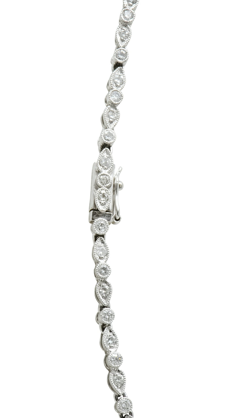Contemporary 3.05 CTW Diamond Platinum Millegrain Necklace - Wilson's Estate Jewelry