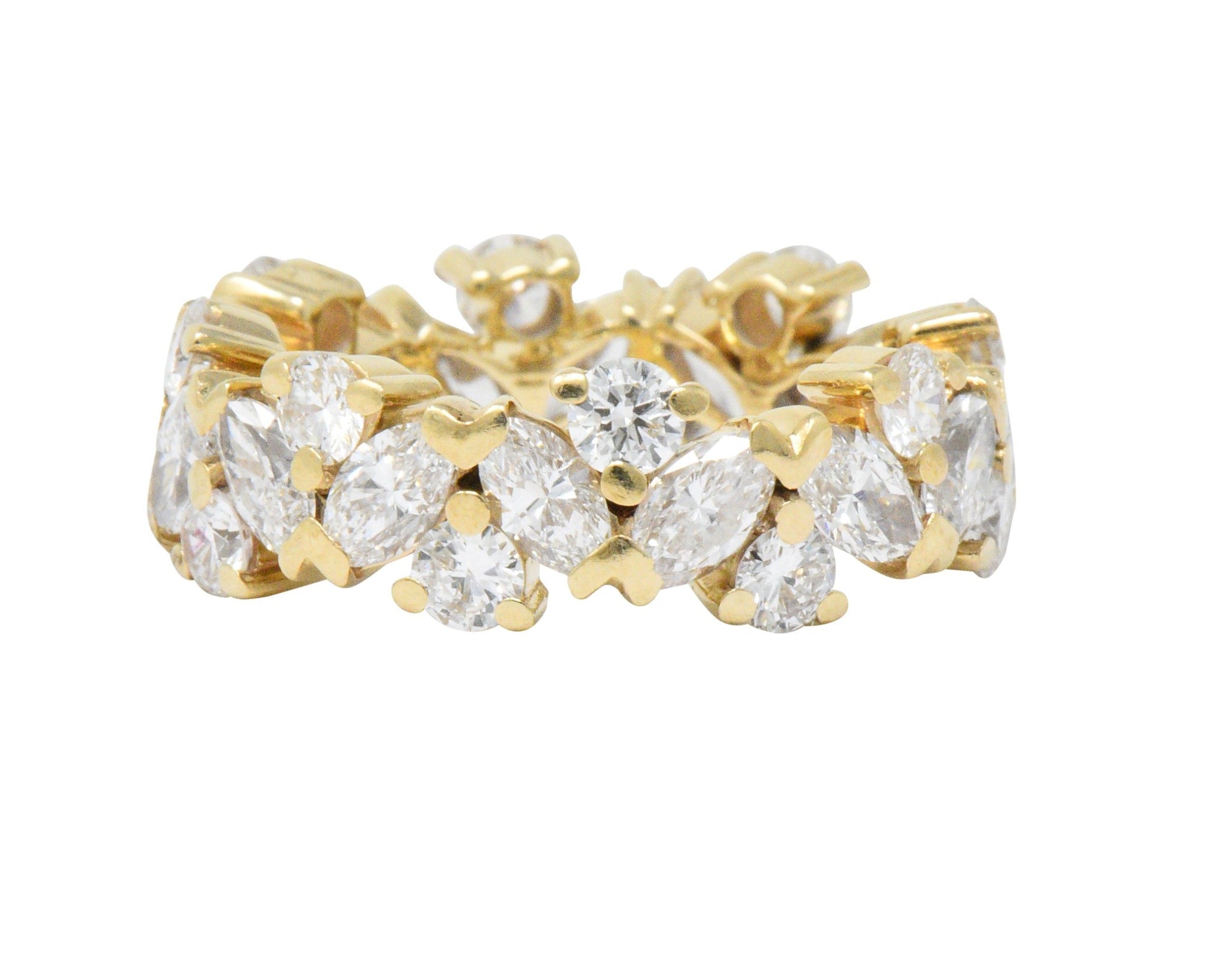 Contemporary 3.65 CTW Diamond 14 Karat Gold Eternity Foliate Band Ring Wilson's Estate Jewelry