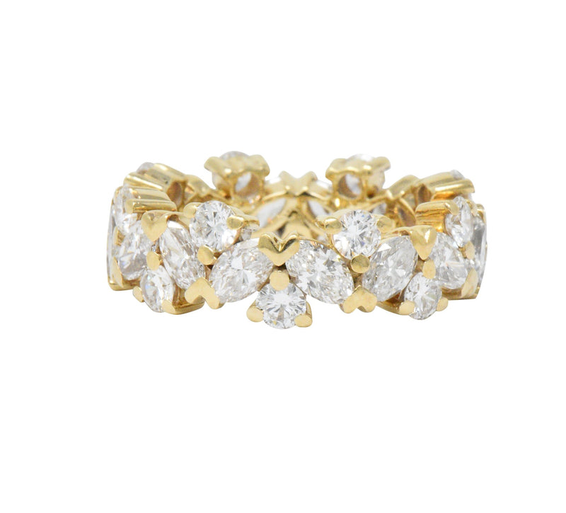 Contemporary 3.65 CTW Diamond 14 Karat Gold Eternity Foliate Band Ring Wilson's Estate Jewelry