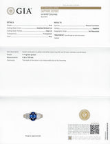 Contemporary 3.94 CTW Diamond Sapphire Platinum 14 Karat Gold Three Stone Ring GIA - Wilson's Estate Jewelry