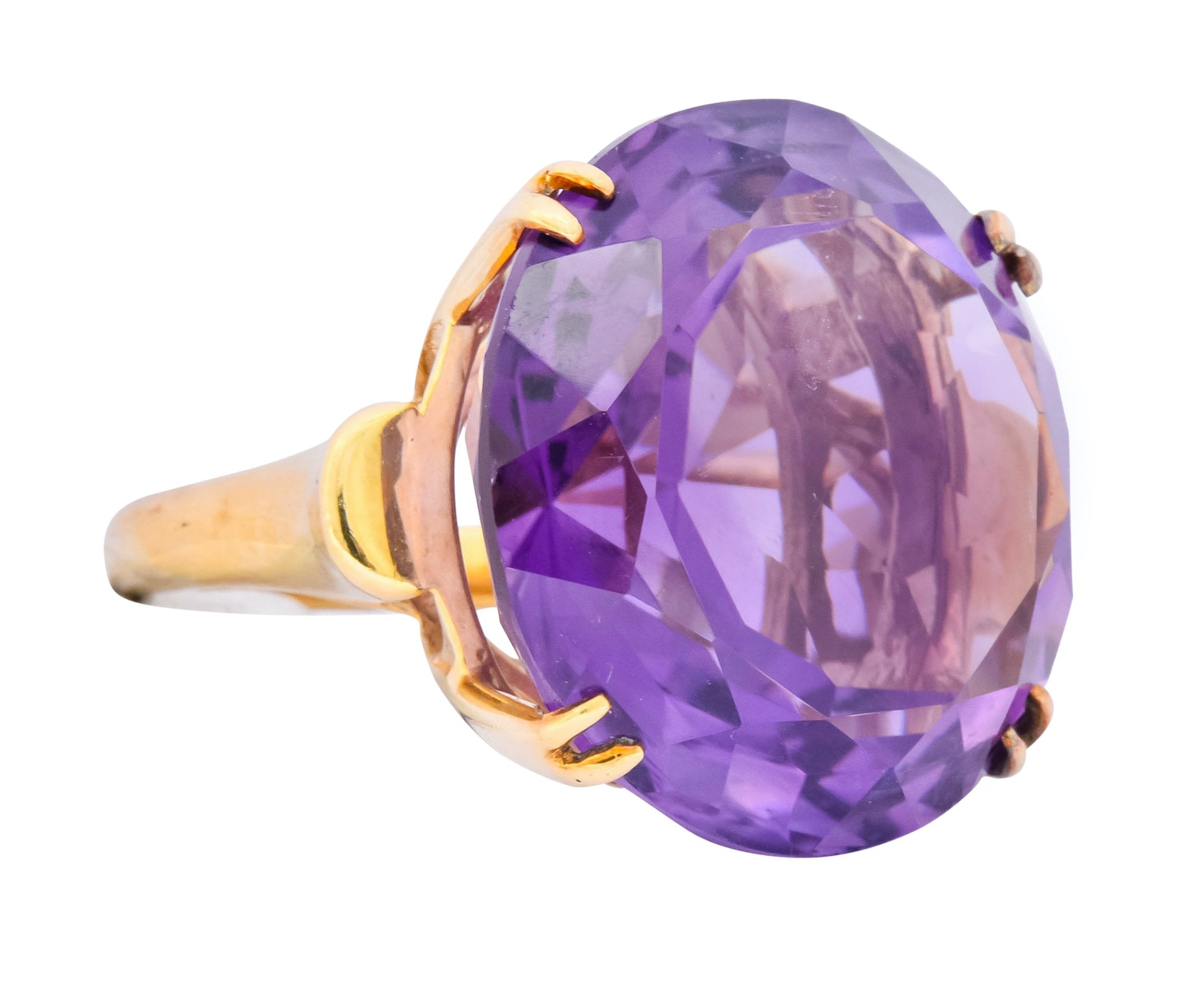 Contemporary 40.82 CTW Amethyst 14 Karat Gold Cocktail Ring - Wilson's Estate Jewelry