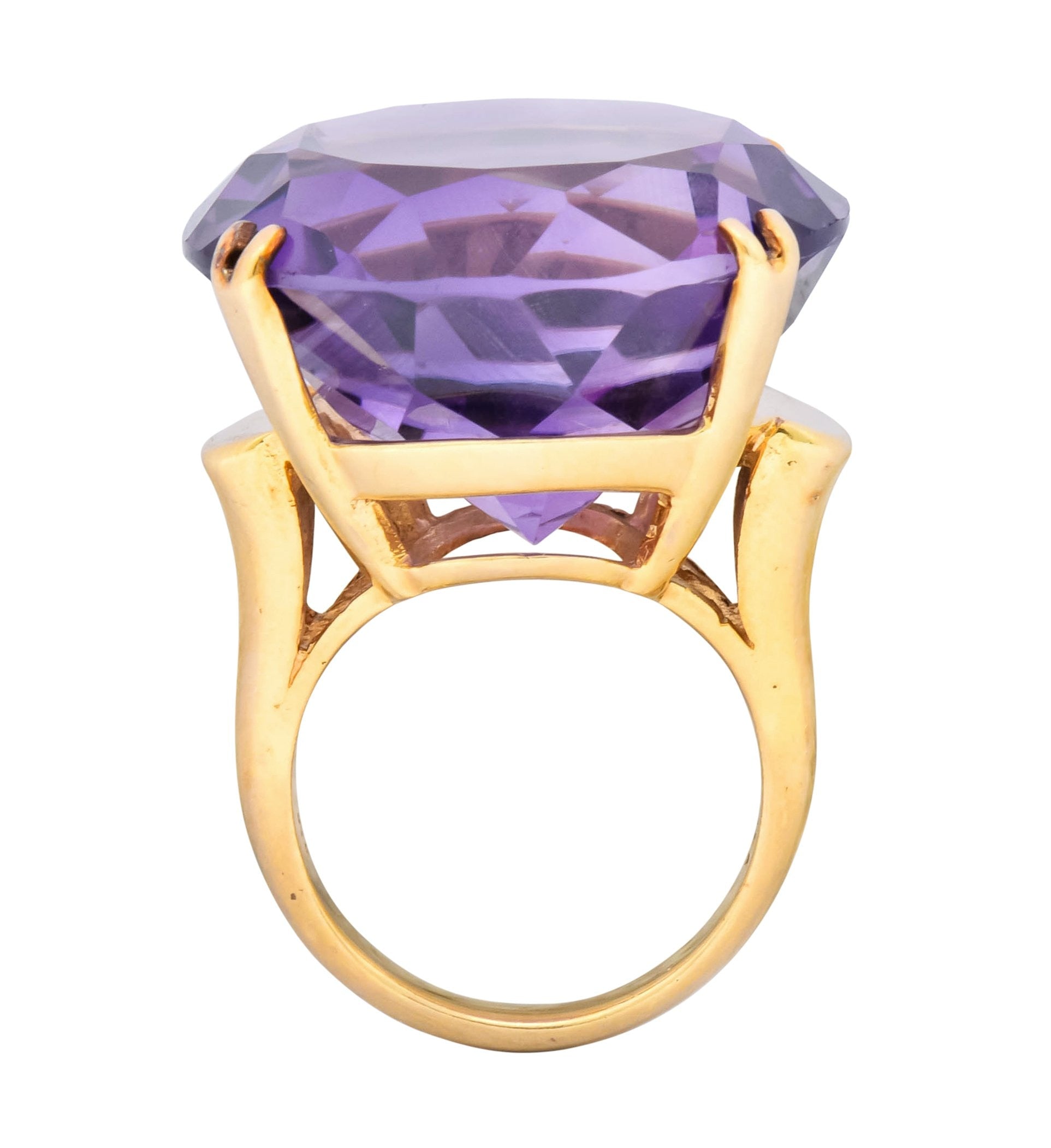 Contemporary 40.82 CTW Amethyst 14 Karat Gold Cocktail Ring - Wilson's Estate Jewelry