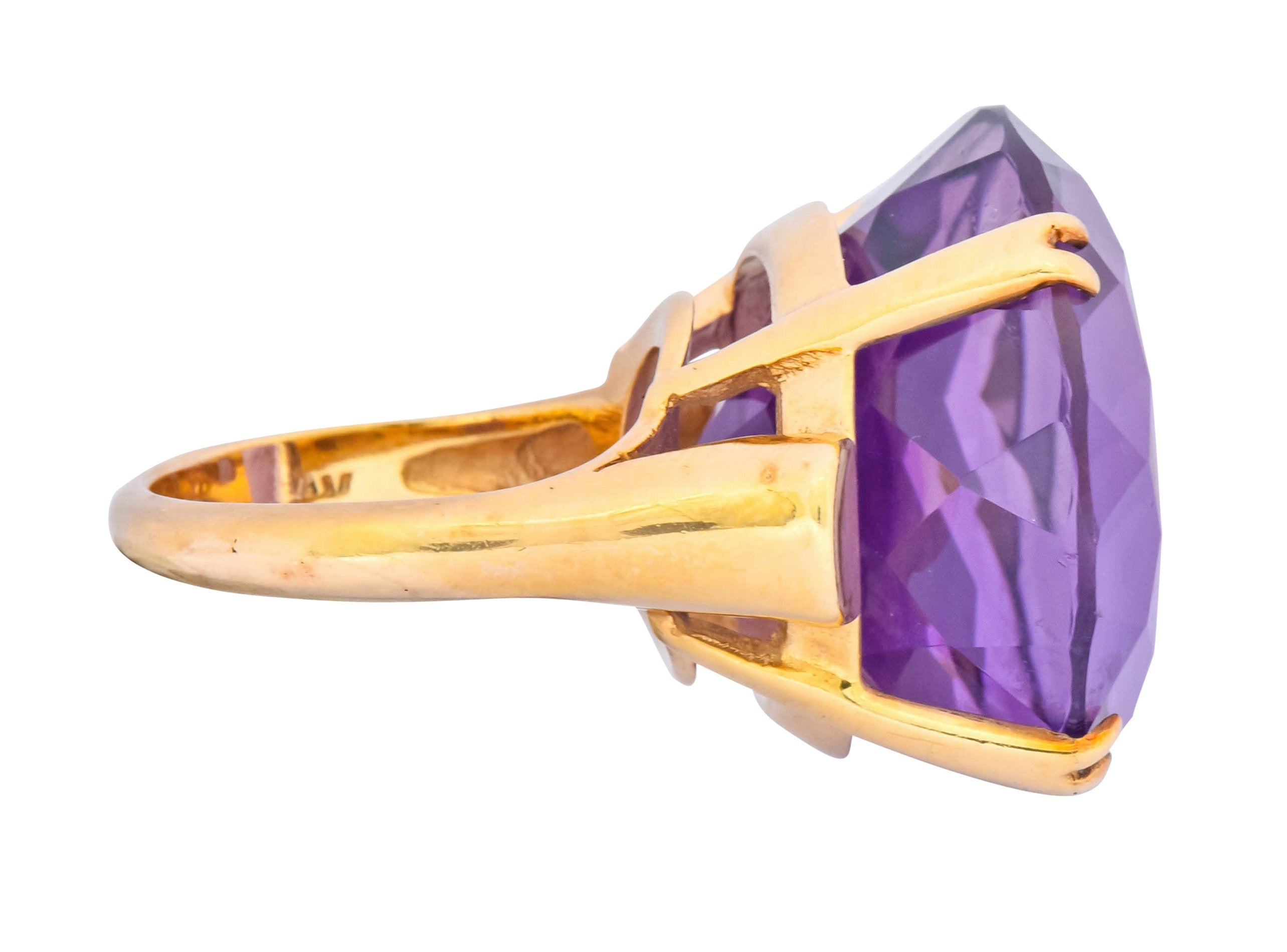 Contemporary 40.82 CTW Amethyst 14 Karat Gold Cocktail Ring - Wilson's Estate Jewelry