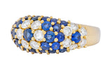 Contemporary 5.06 CTW Sapphire Diamond 18 Karat Gold Bombay Floral Band Ring - Wilson's Estate Jewelry