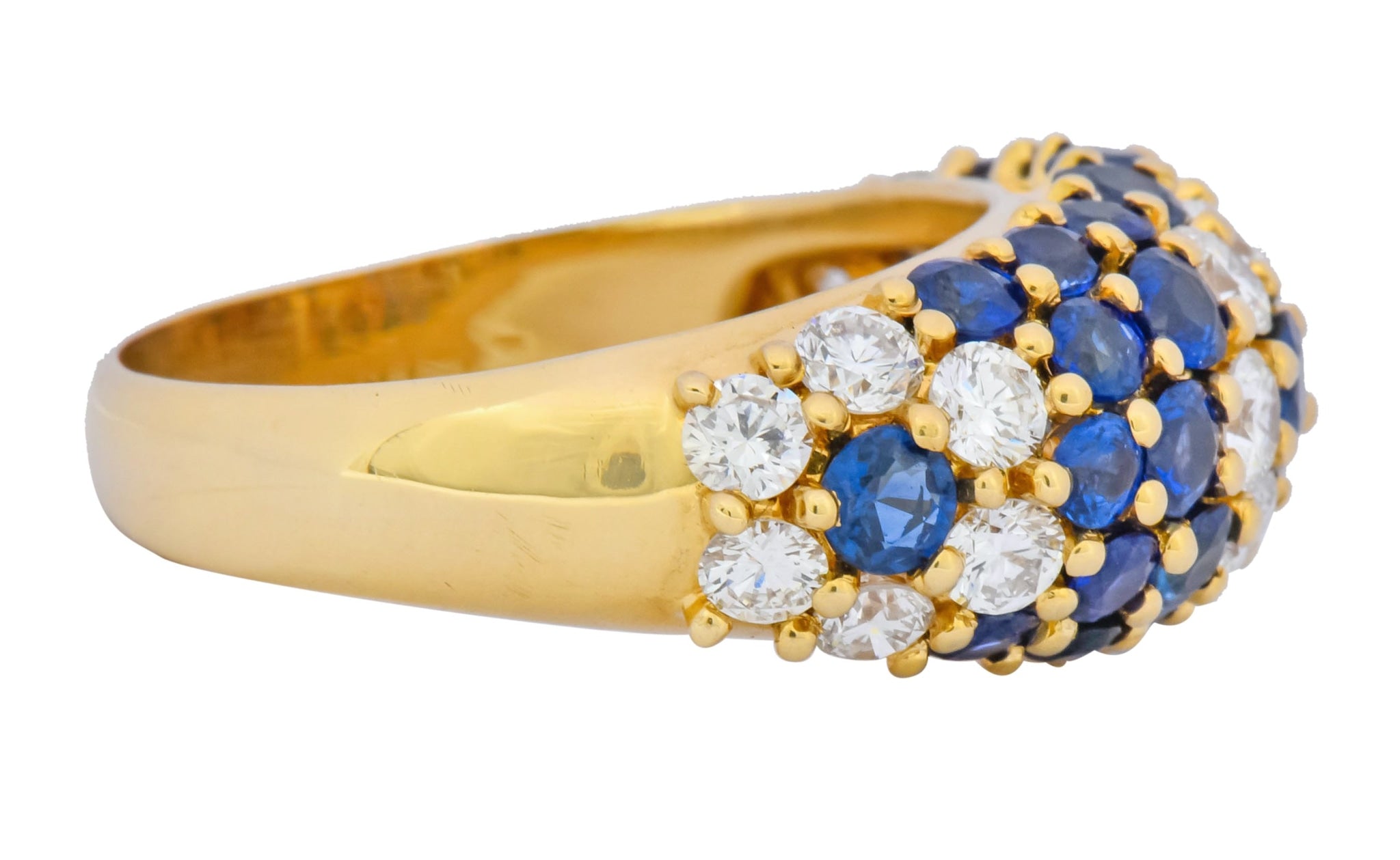 Contemporary 5.06 CTW Sapphire Diamond 18 Karat Gold Bombay Floral Band Ring - Wilson's Estate Jewelry