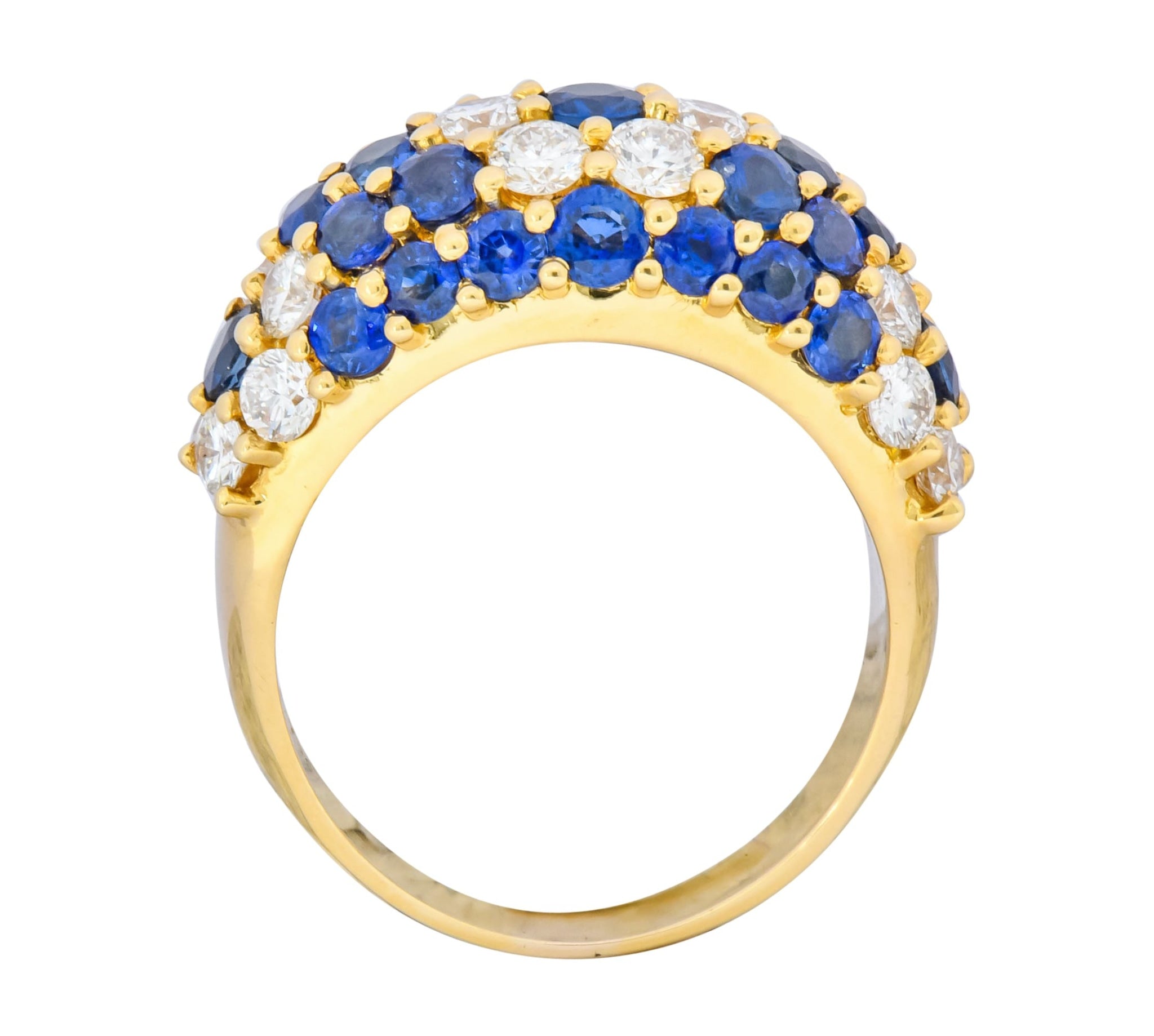 Contemporary 5.06 CTW Sapphire Diamond 18 Karat Gold Bombay Floral Band Ring - Wilson's Estate Jewelry