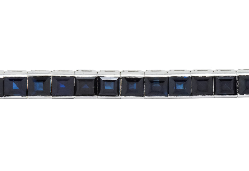 Vintage 9.15 CTW Sapphire 18 Karat White Gold Line Bracelet - Wilson's Estate Jewelry