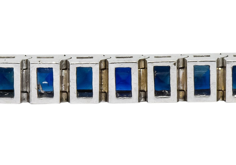 Vintage 9.15 CTW Sapphire 18 Karat White Gold Line Bracelet - Wilson's Estate Jewelry