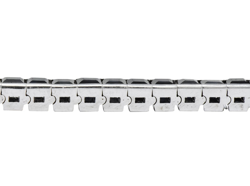 Vintage 9.15 CTW Sapphire 18 Karat White Gold Line Bracelet - Wilson's Estate Jewelry