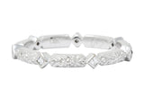 Contemporary Checkerboard French Cut Diamond 14 Karat White Gold Floral Band Ring - Wilson's Estate Jewelry