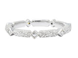 Contemporary Checkerboard French Cut Diamond 14 Karat White Gold Floral Band Ring - Wilson's Estate Jewelry