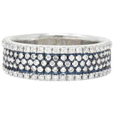 Contemporary 1.11 CTW Pave Diamond Platinum 18 Karat White Gold Blue Rhodium Band Ring Wilson's Estate Jewelry