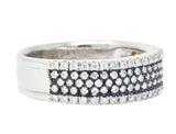 Contemporary 1.11 CTW Pave Diamond Platinum 18 Karat White Gold Blue Rhodium Band Ring Wilson's Estate Jewelry