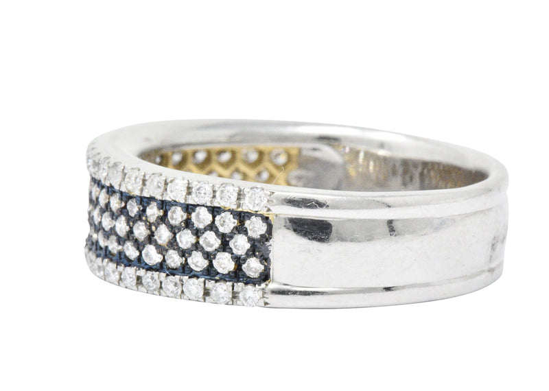 Contemporary 1.11 CTW Pave Diamond Platinum 18 Karat White Gold Blue Rhodium Band Ring Wilson's Estate Jewelry
