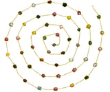Contemporary Fancy Colored Tourmaline 18 Karat Yellow Gold Long Station Necklace - Wilson's Estate Jewelry