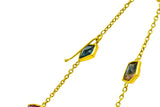 Contemporary Fancy Colored Tourmaline 18 Karat Yellow Gold Long Station Necklace - Wilson's Estate Jewelry
