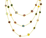 Contemporary Fancy Colored Tourmaline 18 Karat Yellow Gold Long Station Necklace - Wilson's Estate Jewelry